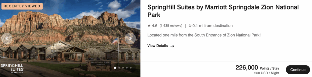 Marriott Bonvoy points to stay at National parks