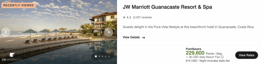 Marriott Bonvoy PointSavers award pricing