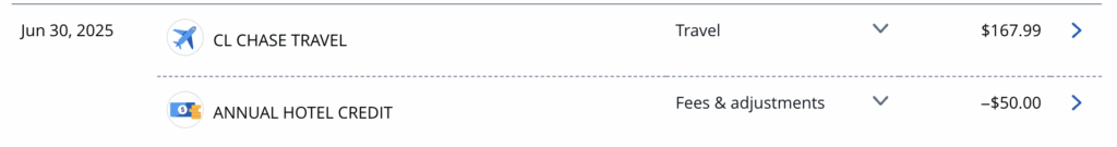 Chase $50 travel portal credit
