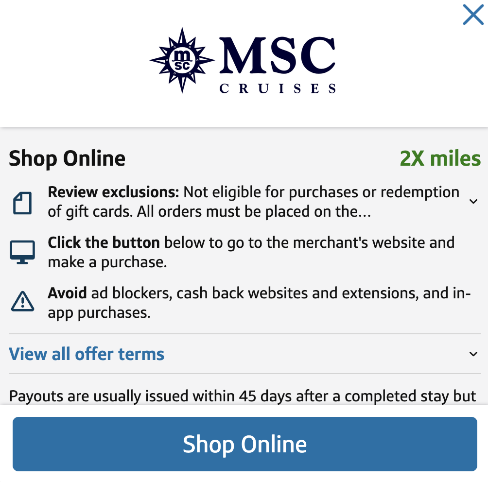 MSC Cruises on Capital One Offers