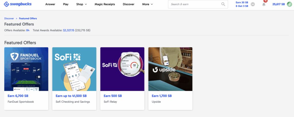 Swagbucks website to earn cash