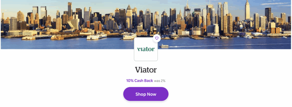 Elevated offer on Rakuten for Viator 
