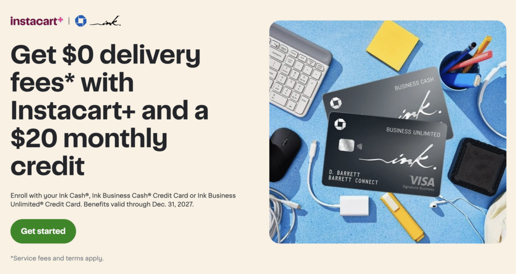 Instacart enrollment screen for monthly Chase credits