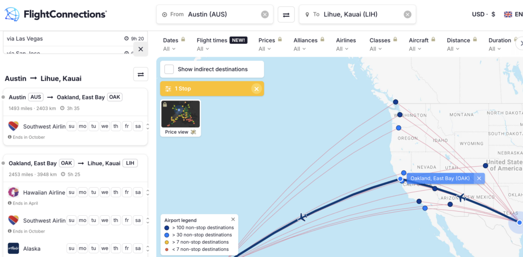 Flight Connections can help you find airline routes.