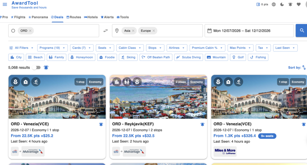 Award search on Award Tool