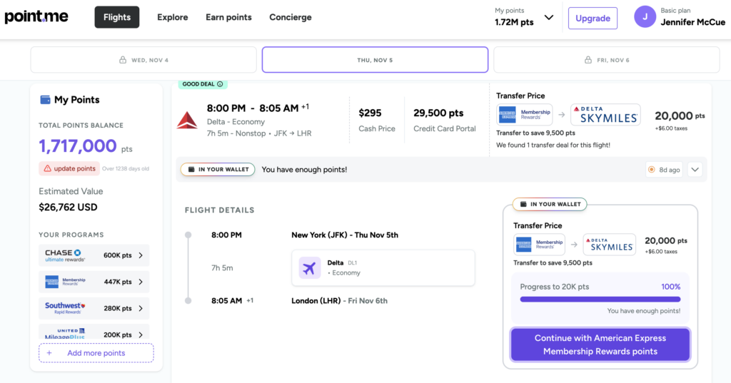 Award pricing found with Point.me