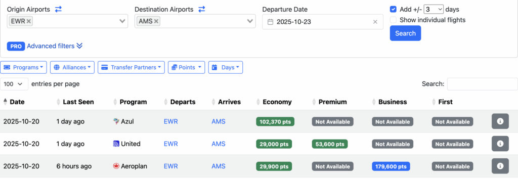 Difference in airline alliances points price